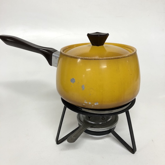 POTS n PANS, Yellow Mustard Fondue Set 1970s